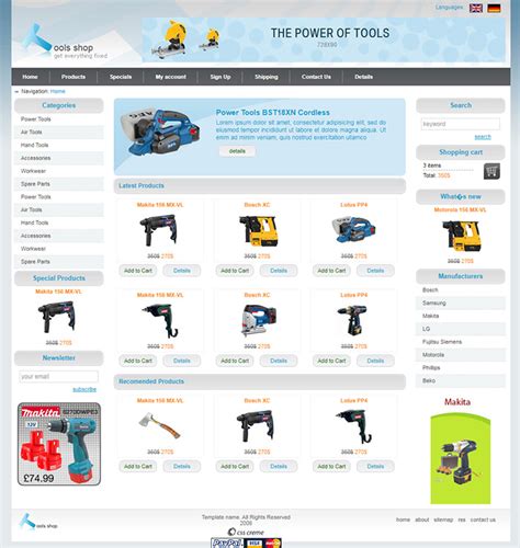 tools shop website